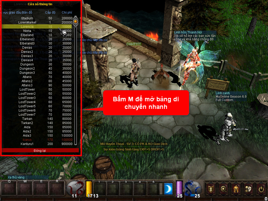 Chức năng chính của Game MU Thiên Ma Chức năng chính của Game MU Thiên Ma